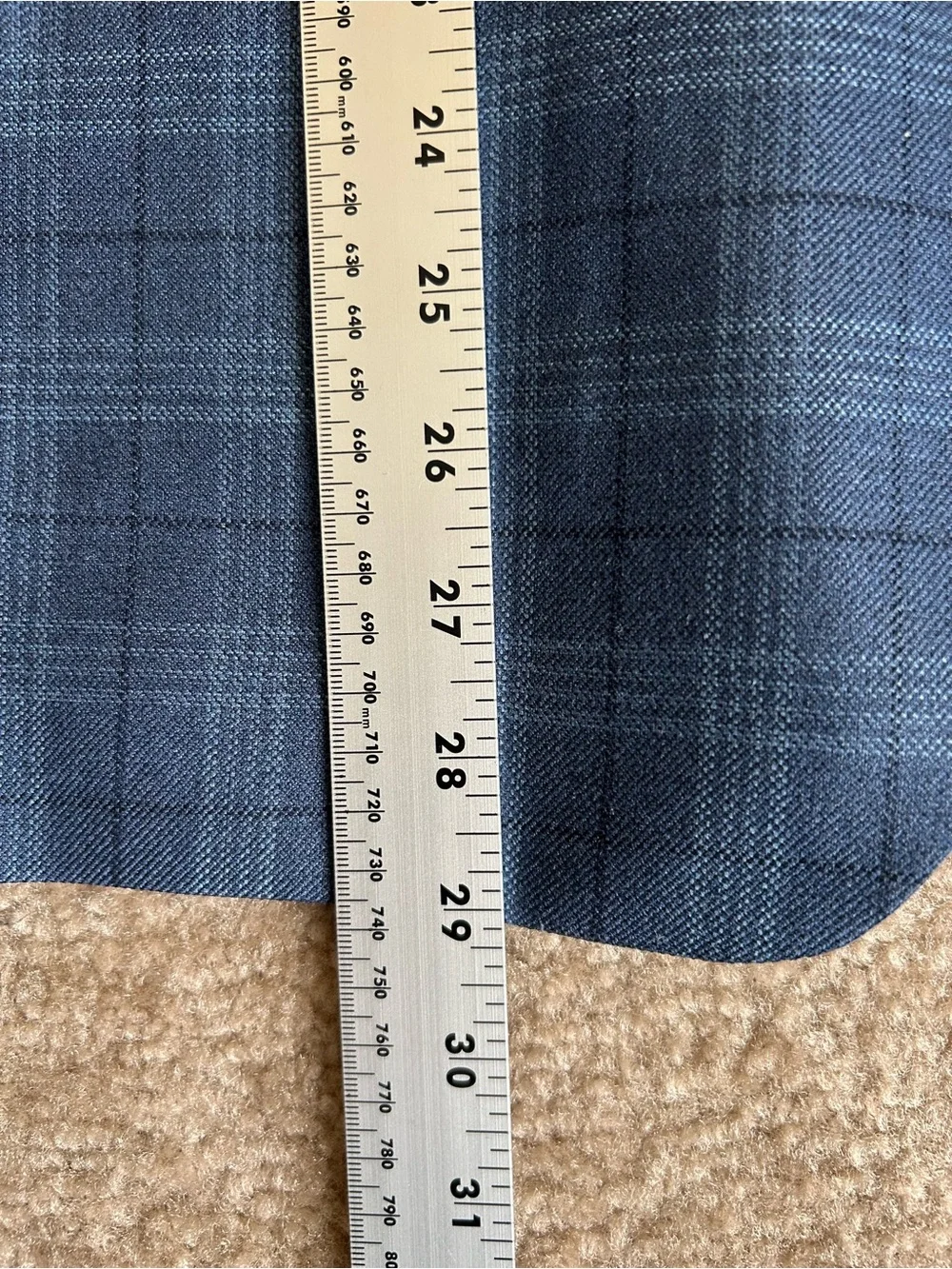 Ralph Lauren For Dillard’s Navy Blue Plaid Silk Wool Blend Sport Coat